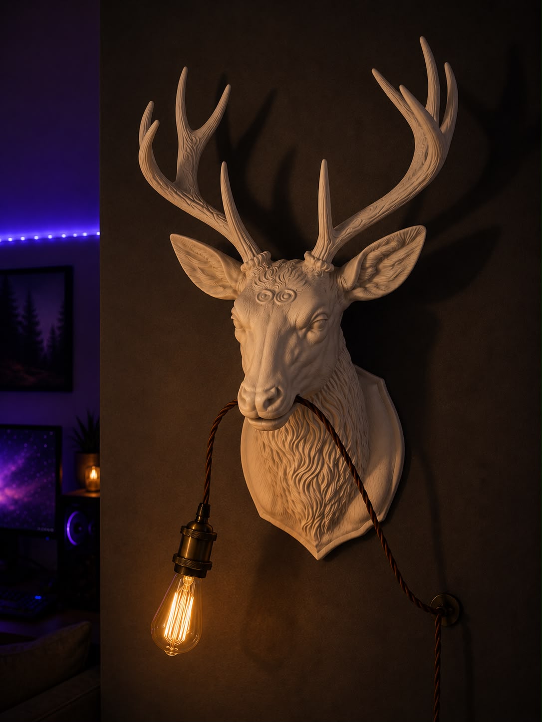 Nordic Stag Light – Dekoratif Duvar Lambası